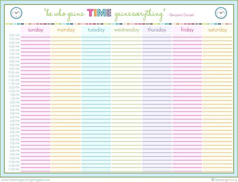 24 Hour Daily Planner Printable