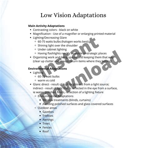 Acute Care Rehab, Low Vision Adaptations, Occupational Therapy, OT