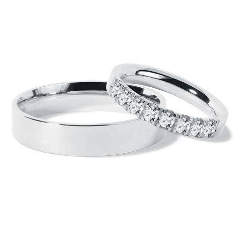 Wedding Ring Set With Diamonds In White Gold Klenota