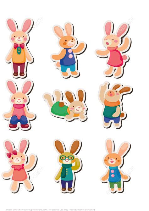 Printable Rabbit Bunny Stickers Free Printable Papercraft Templates