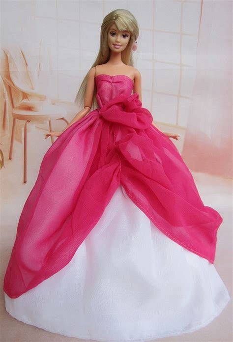 Hot Red For Barbie Dress Wedding Dress Party Clothes Gown For Barbie