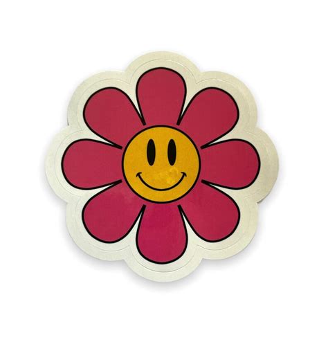 Pink Flower Power Vinyl Sticker Etsy