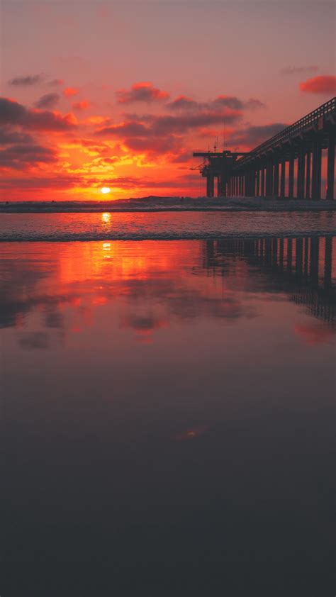Download Wallpaper 938x1668 Sea Pier Sunset Sky Iphone 876s6 For