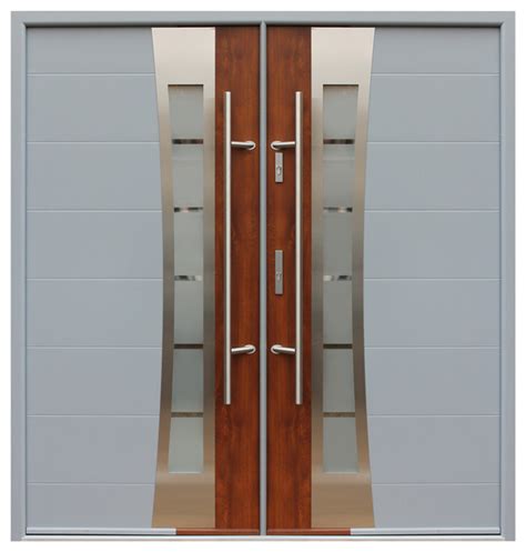 Stainless Steel Modern Entry Double Door Contemporary Front Doors