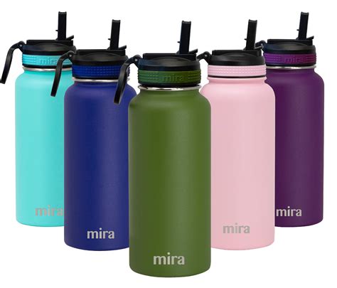 Mira 32 Oz Stainless Steel Water Bottle With Straw Lid Vacuum Insulated Metal Thermos Flask