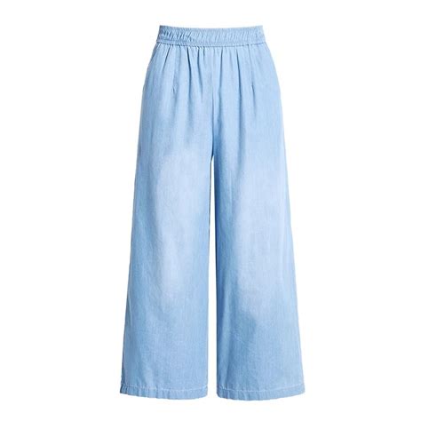 Summer Plus Size 3xl Wide Leg Denim Pant Loose Elastic Waist Capris