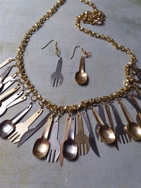 Fork Spoon Knife Charm Necklace And Earrings Amazing Etsy