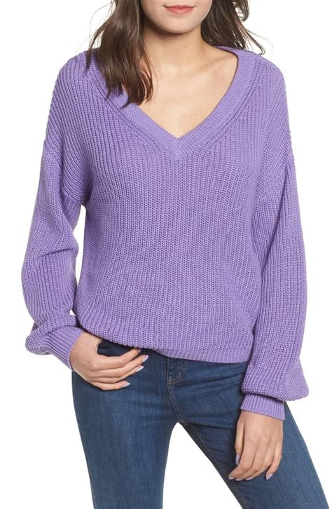 Bp V Neck Cotton Sweater 39 From Shopnordstromcom Purple Dahlia