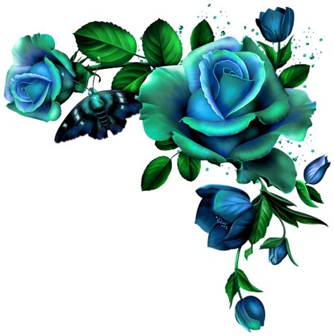 Vintage Roses Blue Rose Border Png Free Transparent Png Clipart