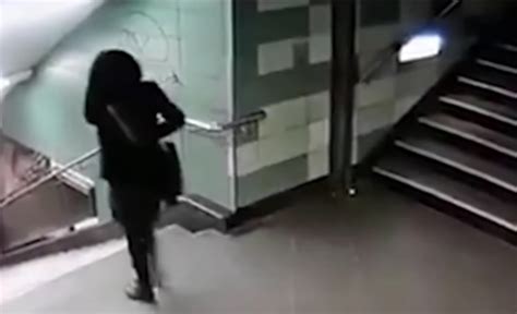 Horrifying Moment Woman Is Kicked Down Stairs By Stranger