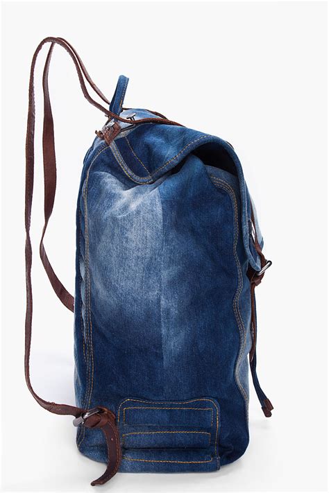 Diesel Indigo Denim Backpack In Blue For Men Lyst