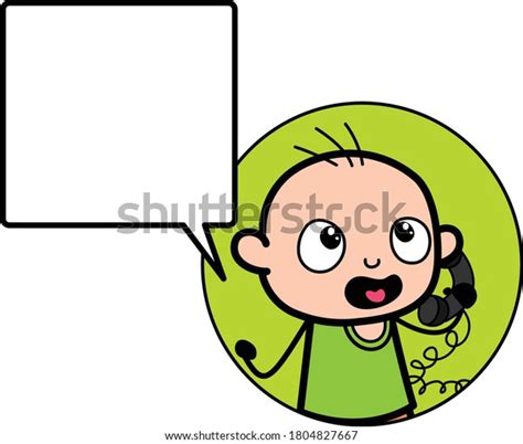 Cartoon Bald Boy Calling On Cell Stock Vector Royalty Free 1804827667