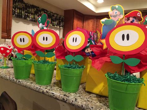 Mario Birthday Party Fire Flower Center Pieces Super Mario Bros