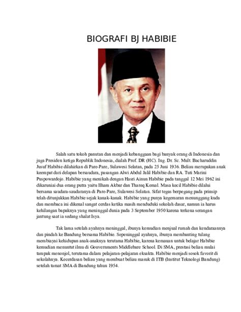 Teks Biografi Bj Habibie Beserta Strukturnya Coretan