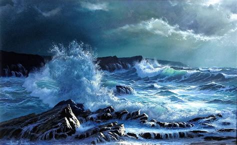 The Moonlit Sea Vincent Basham Seascape Artist Cornwall