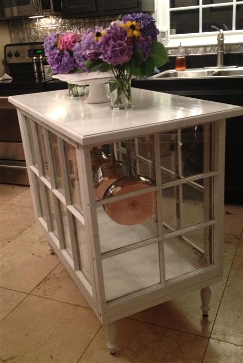 Kitchen Island Made Out Of Old Windows LOVE Portable Kitchen Island Repurposed Kitchen