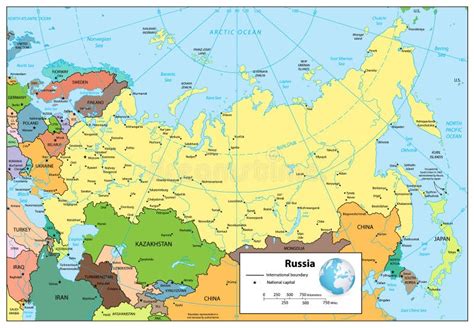 Mappa Politica Dettagliata Di Federazione Russa Illustrazione