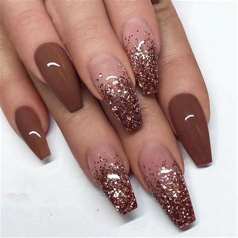 35 2019 Hot Fashion Coffin Nail Trend Ideas Ombre Nail Designs Brown Nails Design Fall