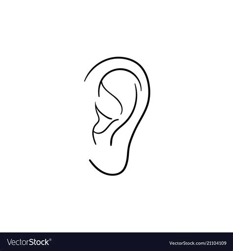 Human Ear Hand Drawn Outline Doodle Icon Vector Image