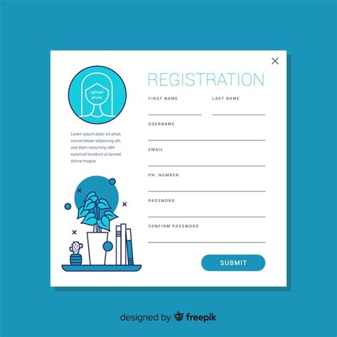 Free Vector Registration Form Template With Flat Design