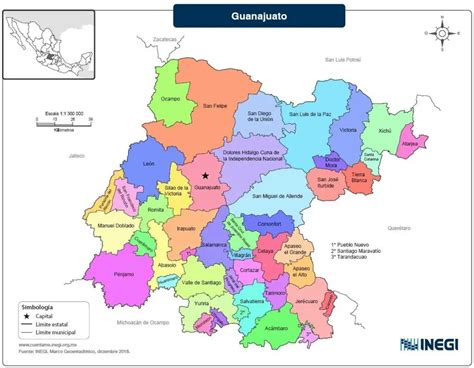 Mapas de Guanajuato México A color blanco y negro y para imprimir