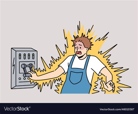 Man Get Electric Shock Royalty Free Vector Image