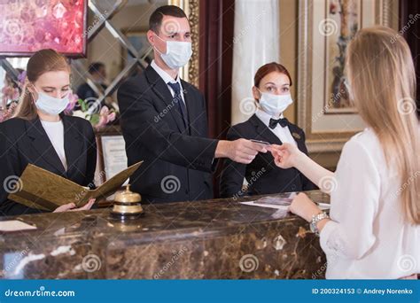 The Staff Of An Elite Hotel Serves Guests Stock Image Image Of Lady