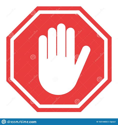 Stop Sign Icon Hand Vector Red Color Singe Symbol Illustration Stock