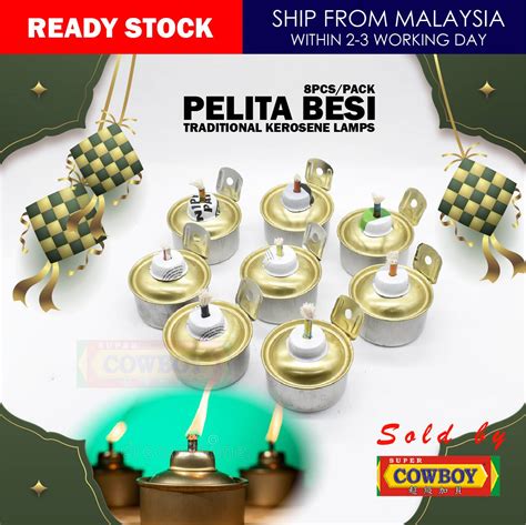 8pcs Pelita Besi Traditional Kerosene Lamps Pelita Hari Raya Lampu