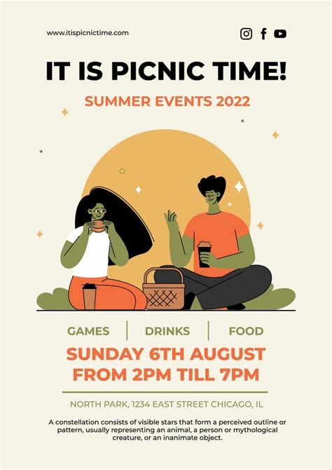Free Summer Picnic Poster Template To Edit And Download