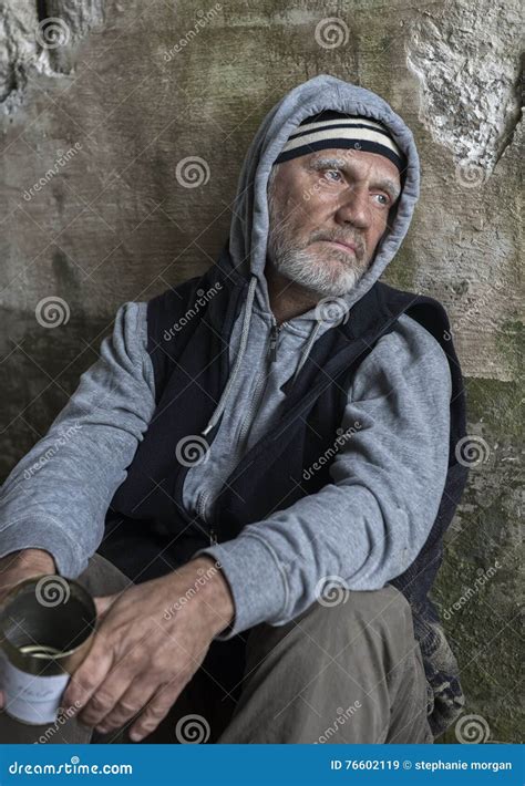 Mature Homeless Man Standing Outdoors Royalty Free Stock Photo