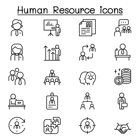 Human Resource Management Icon Set In Thin Line Style 2560850 Vector