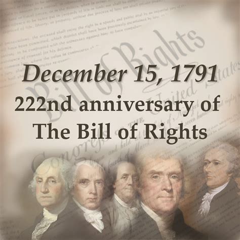 Dec 15 1791 222nd Bill Of Rights Anniversary