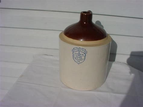 Antique Uhl Pottery Stoneware Crock Whiskey Jug 20814103