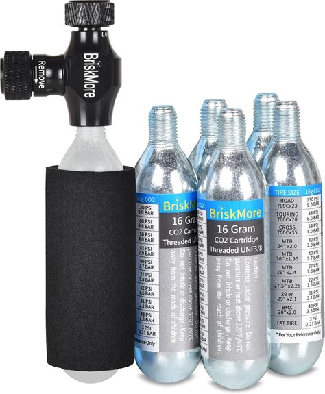 Briskmore Co2 Inflator Kit With 5 X 16g Co2 Cartridges For Bike Tires