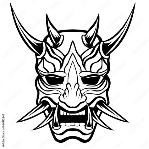 Tattoo Oni Mask Artwork Illustration Stock Vector Adobe Stock