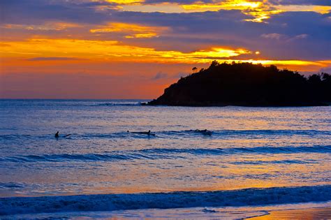 Surfers At Sunrise Manly Beach Sydney New South Wales Australia