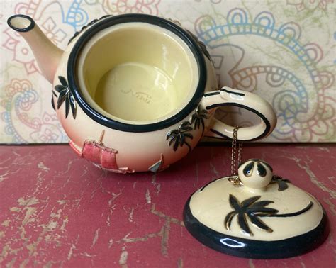 Collectible Vintage Nini Miniature Teapot Hand Painted Ceramic