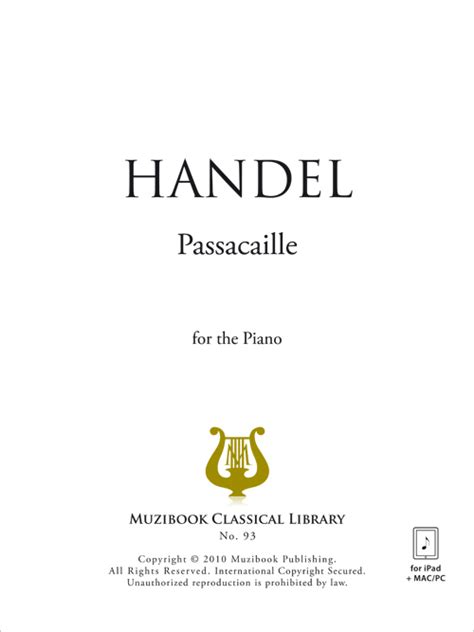 Passacaille Piano Georg Friedrich Handel Ean13 9786000014537