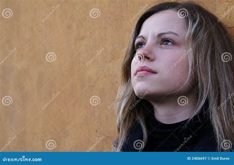 Pretty Woman Looking To A Sky Stock Image Image Of Fashion Female