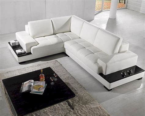 2pc Modern White Leather Sectional Sofa Set 44lt71