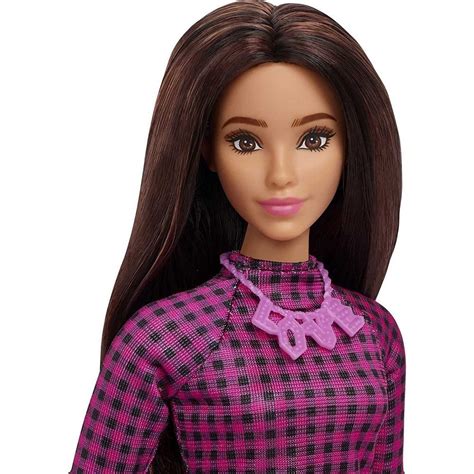 barbie fashionistas doll 188 pink and black checkered dress