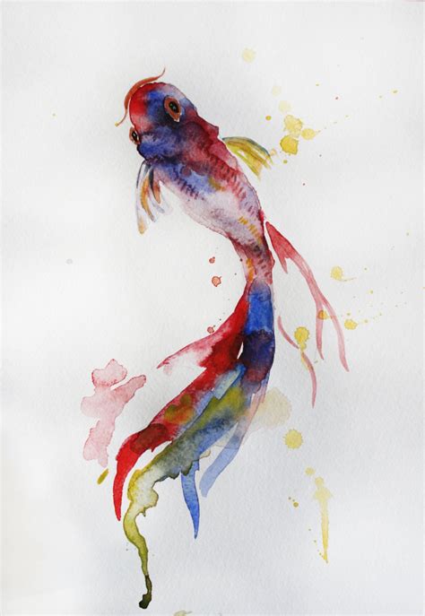Original Watercolor Painting Koi Fish Gold Fish By Maryartstudio