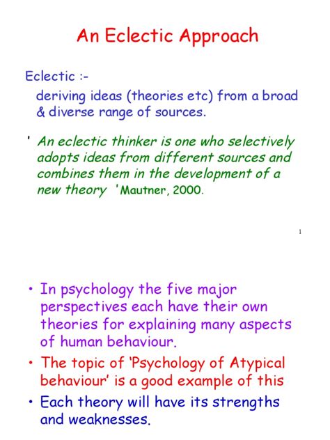 An Eclectic Approach Ethology Theory