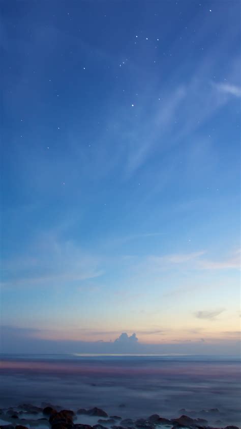 Sea Coast Fog Blue Sky Stars 1080x1920 Iphone 8766s Plus