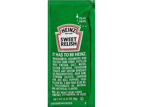100ct Heinz Relish Single Serve Packets