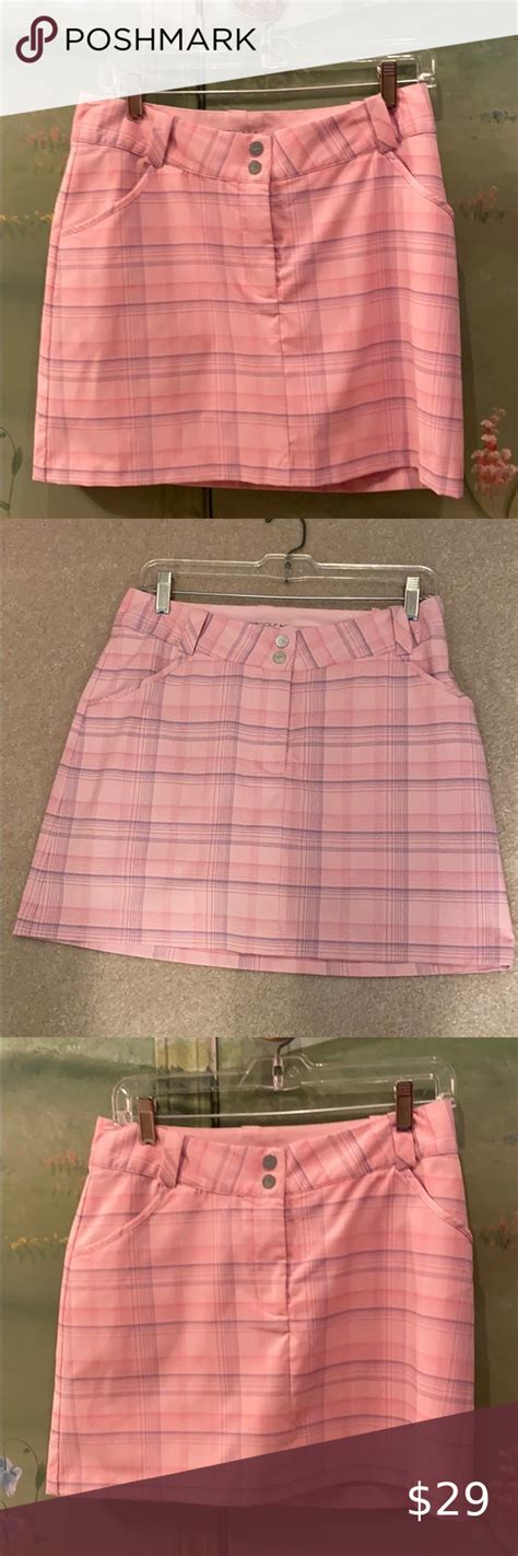 Nike Dri Fit Pink Plaid Golf Skirt In 2020 Golf Skirts Pink Plaid