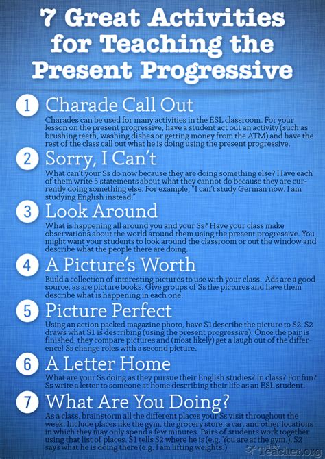 great activities  teach  present progressive poster