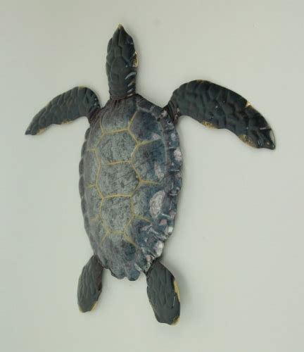 Blue Galvanized Metal Art Sea Turtle Wall Sculpture 19 Inch One Size