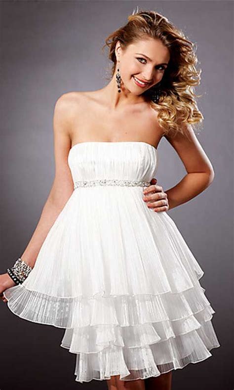 Appropriate High School Graduation Dress Blush Short Strapless White